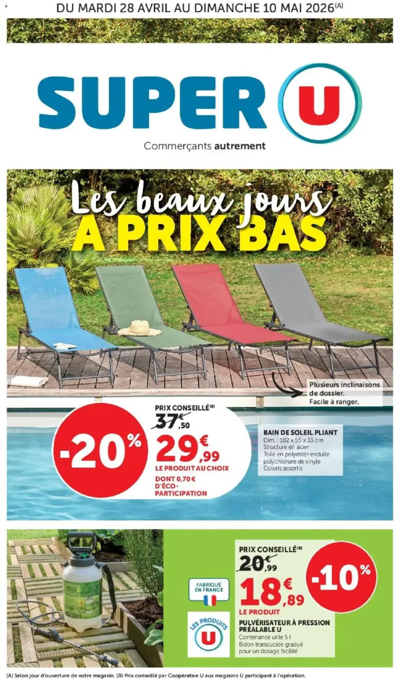 Super U Les beaux jours à prix bas à partir du 28/04/2026