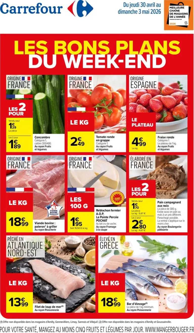 Carrefour les bons plans du week end à partir du 30/04/2026