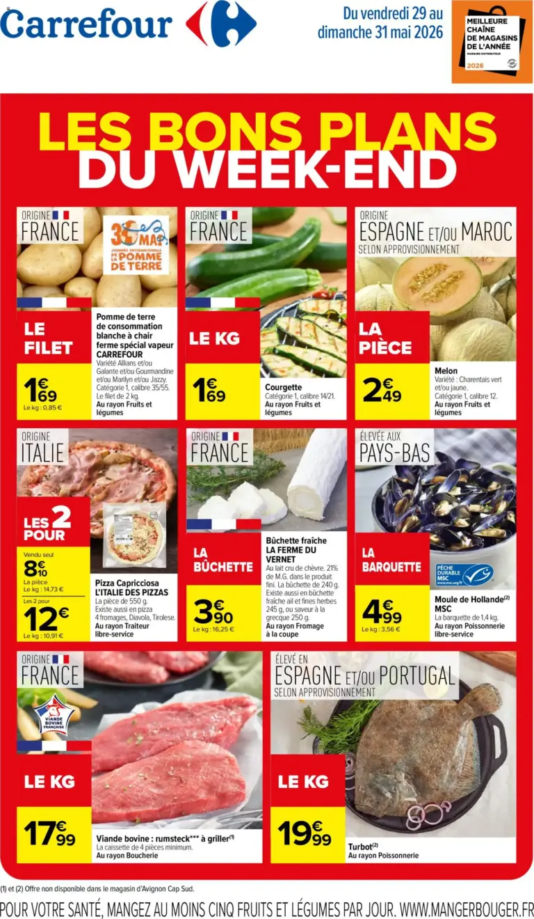 Carrefour les bons plans du week end à partir du 29/05/2026
