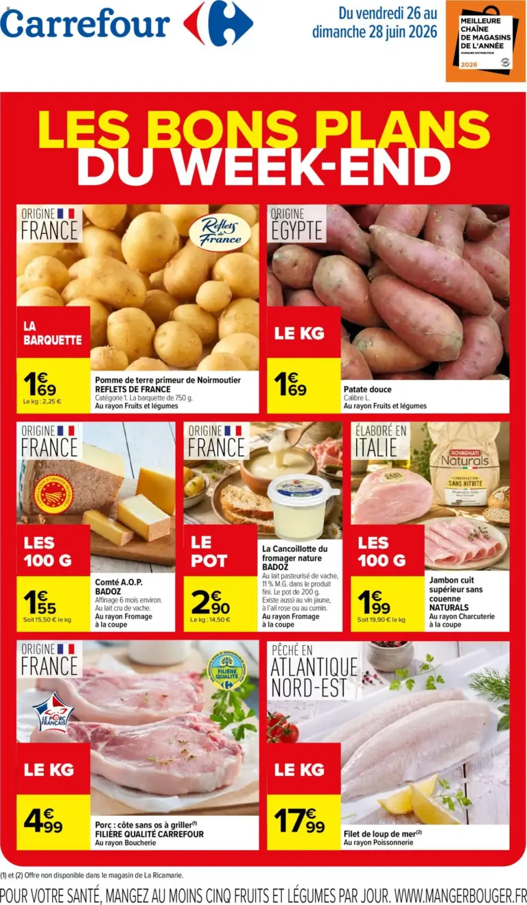 Carrefour les bons plans du week end à partir du 26/06/2026