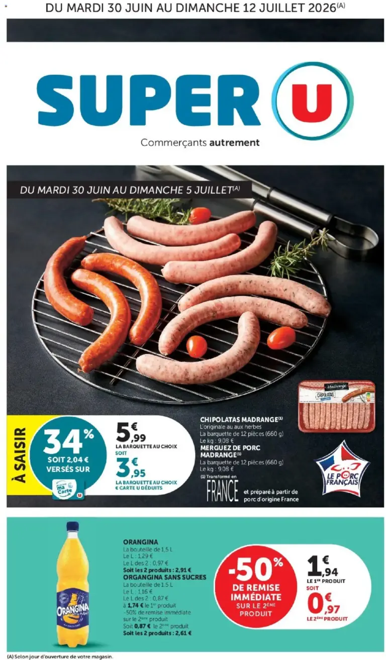 Super U Les prix bas de la semaine à partir du 30/06/2026