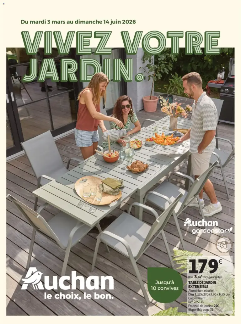 Auchan Jardinage, meubles jardin