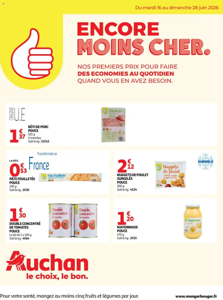 Auchan Petits prix marque Pouce à partir du 16/06/2026