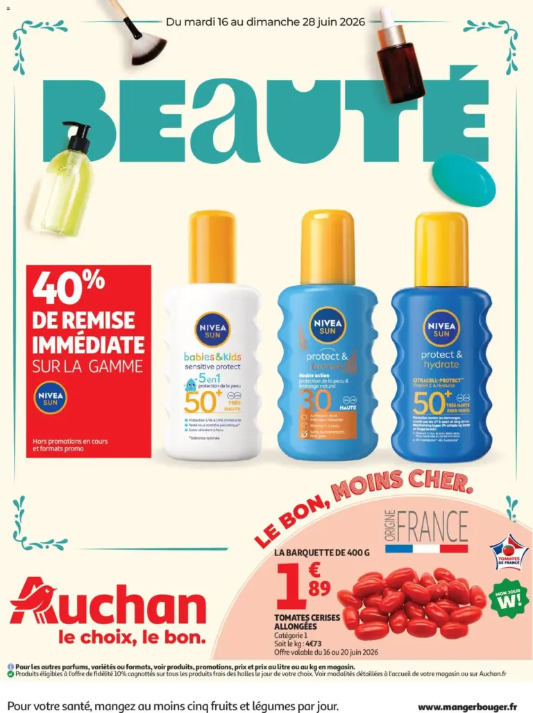 Auchan Beauté, Halles hypers à partir du 16/06/2026