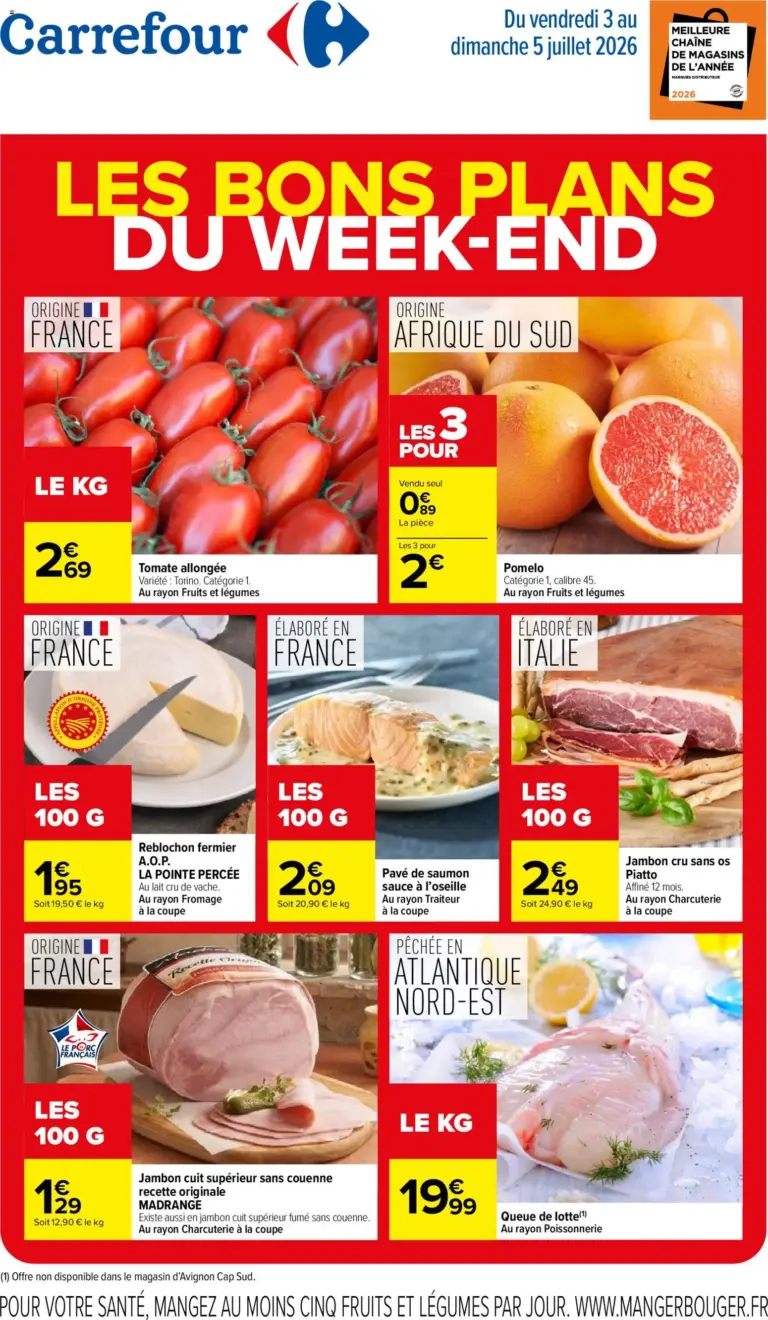 Carrefour les bons plans du week end à partir du 03/07/2026