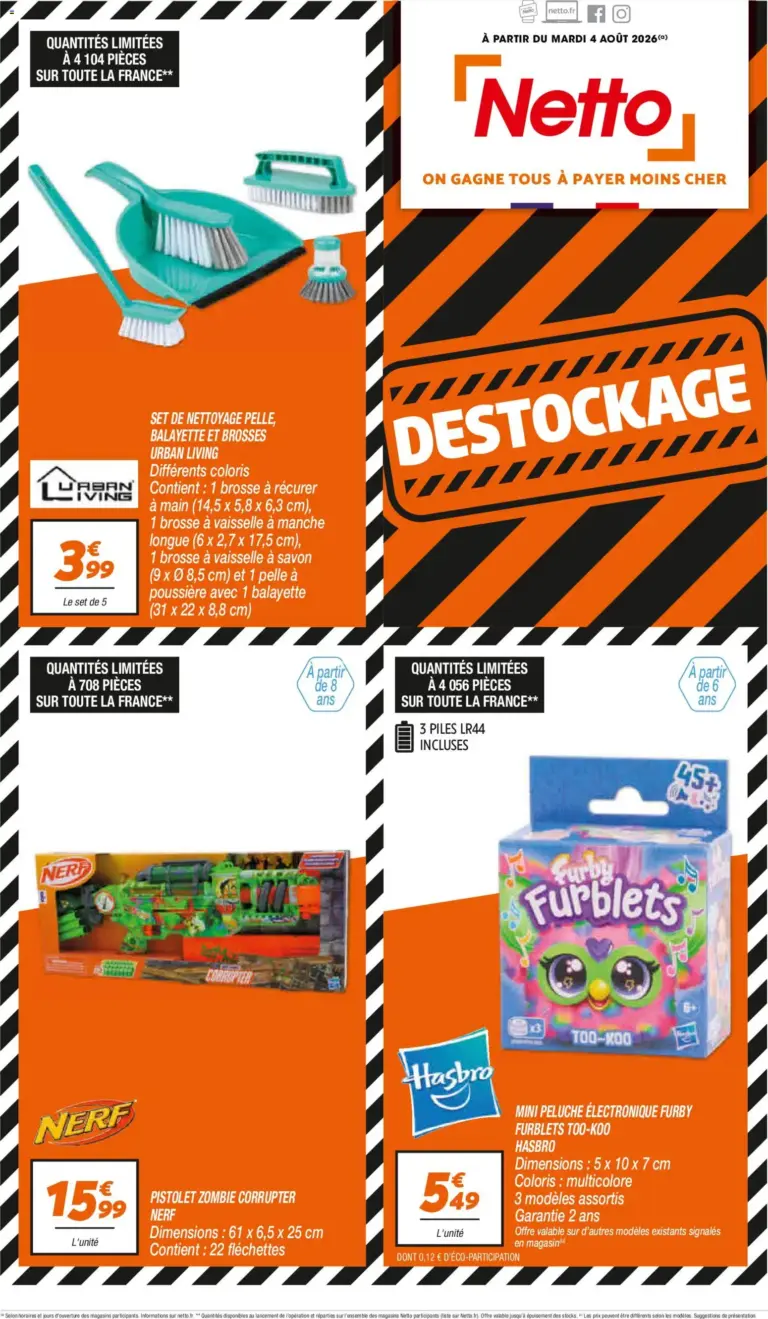 Netto destockage août à partir du 04/08/2026