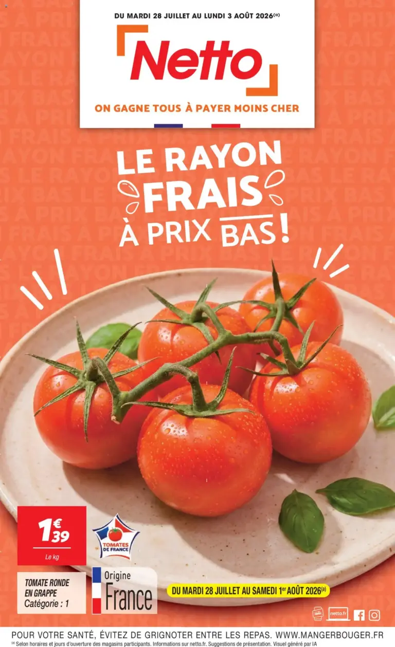 Netto le rayon frais à prix bas à partir du 28/07/2026