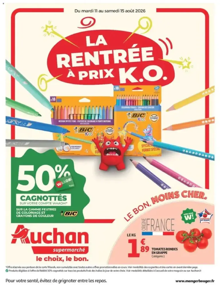 Auchan Rentrée prix KO supers à partir du 11/08/2026