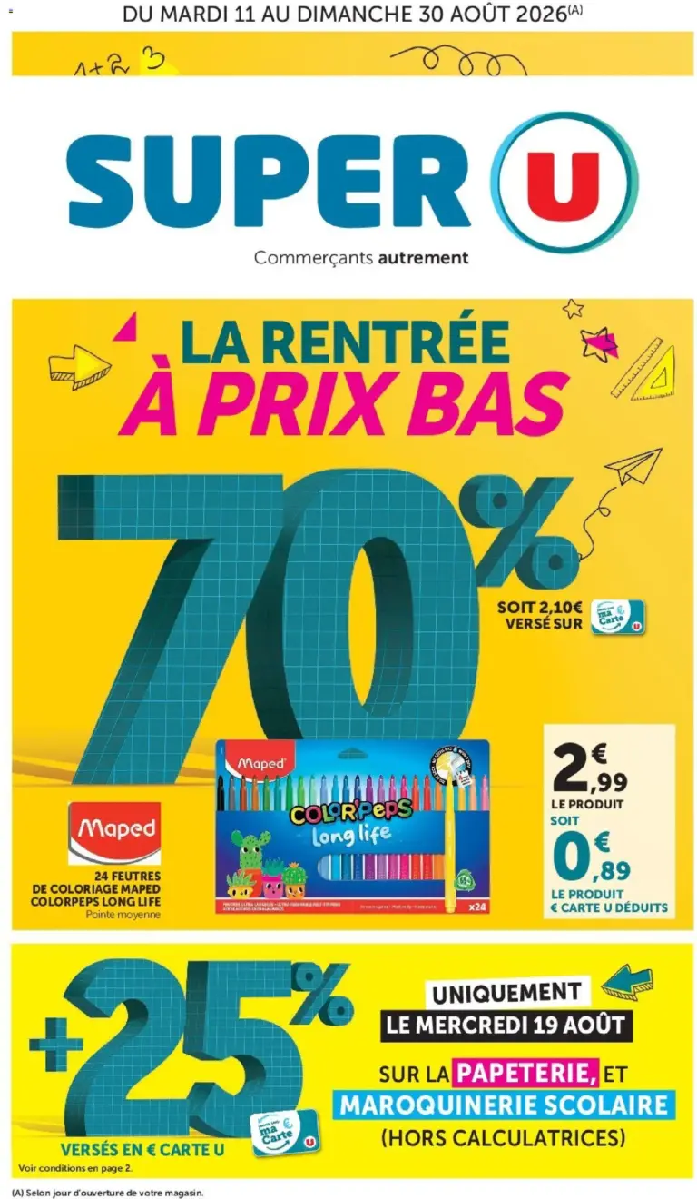 Super U La rentrée à prix bas à partir du 11/08/2026