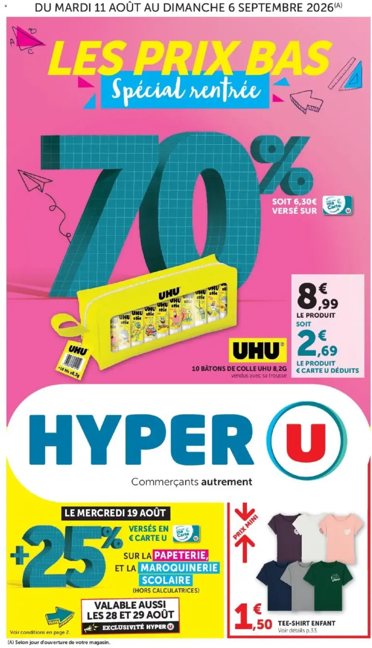Hyper U La rentrée à prix bas à partir du 11/08/2026