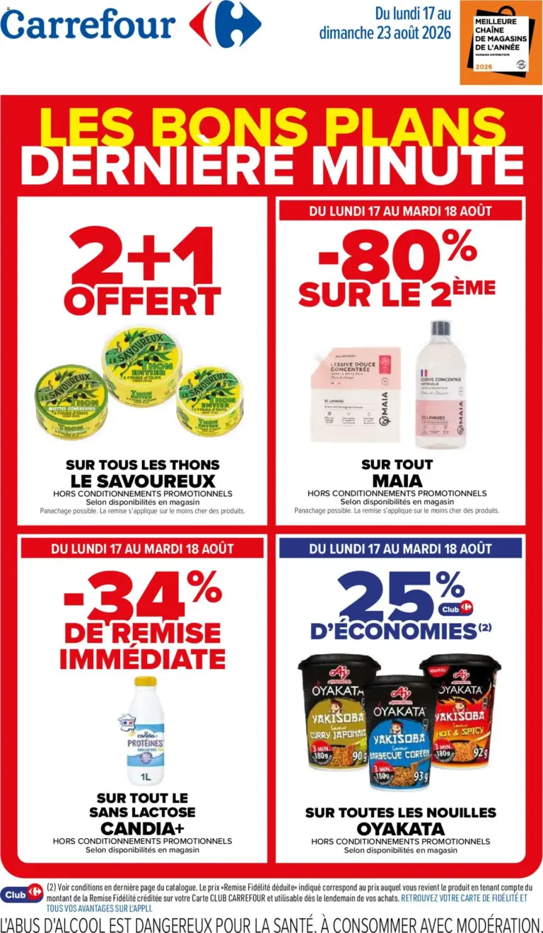 Carrefour Les bons plans de dernière minute à partir du 17/08/2026