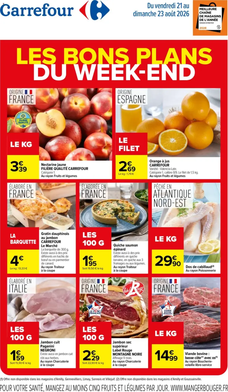 Carrefour les bons plans du week end à partir du 21/08/2026