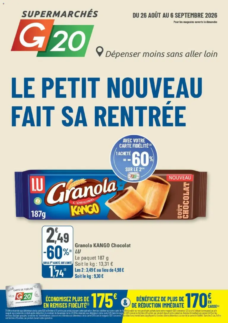 G20 Supermarchés catalogue à partir du 26/08/2026