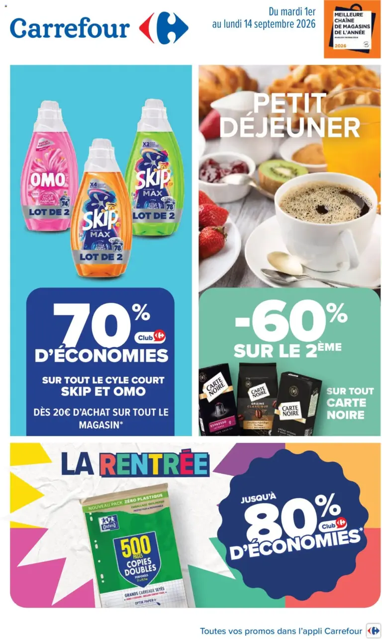 Carrefour Petit dejeuner à partir du 01/09/2026