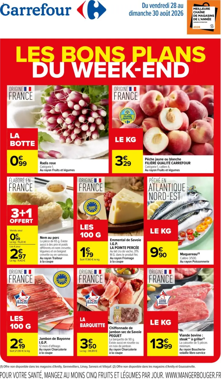 Carrefour les bons plans du week end à partir du 28/08/2026