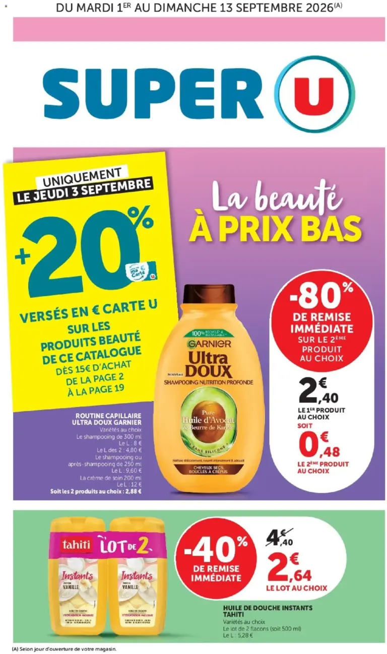 Super U Les prix bas de la semaine à partir du 01/09/2026