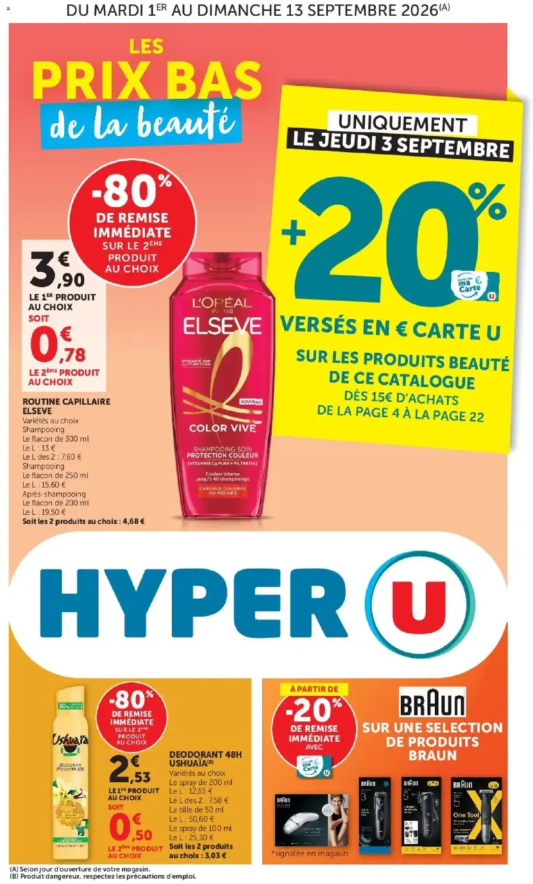 Hyper U Les prix bas de la semaine à partir du 01/09/2026