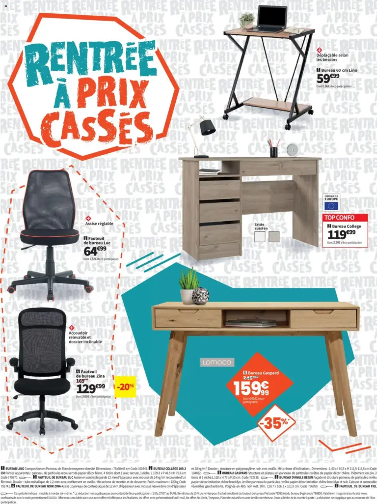 Conforama Rentrée à prix cassés à partir du 04/08/2026