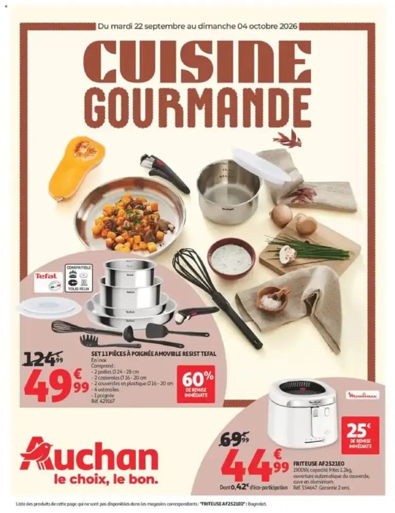Auchan Cuisine gourmande hypers à partir du 22/09/2026
