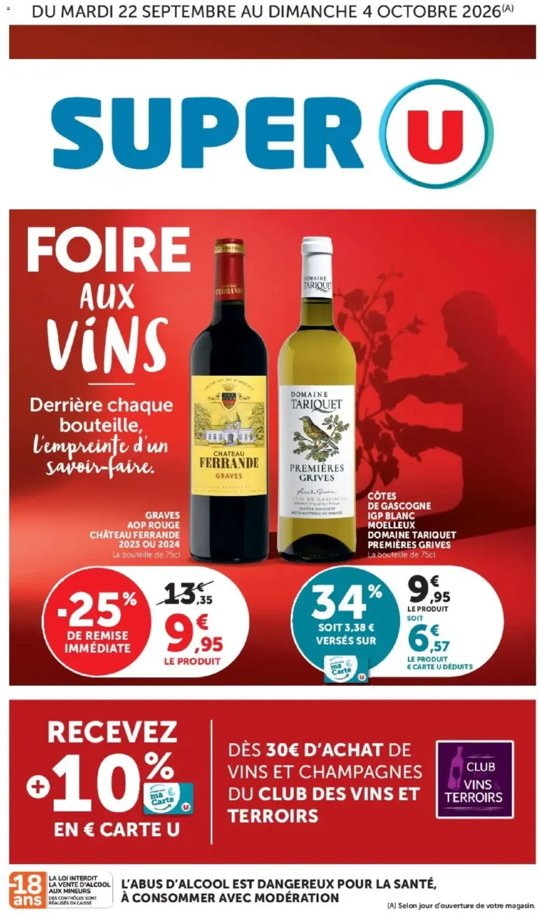 Super U Hyper U Foire aux vins à partir du 22/09/2026