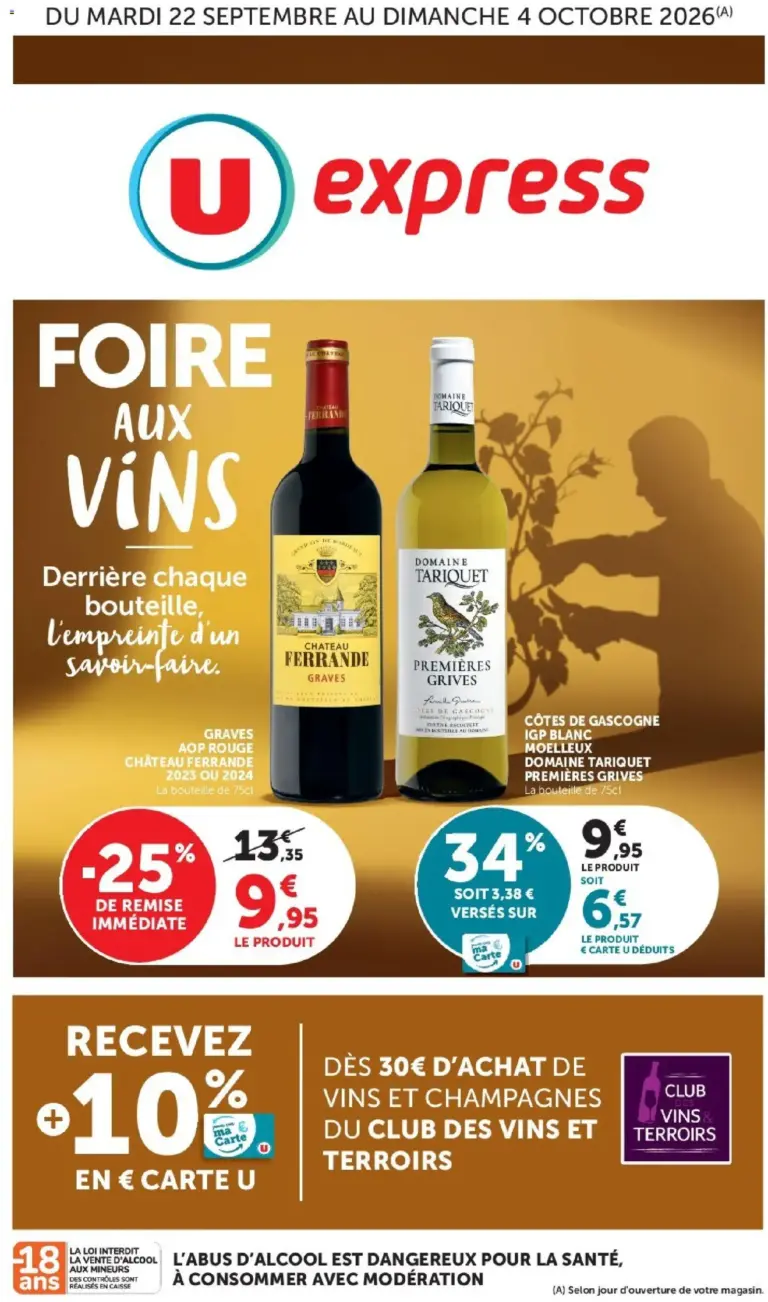 U Express Super U Hyper U Foire aux vins à partir du 22/09/2026