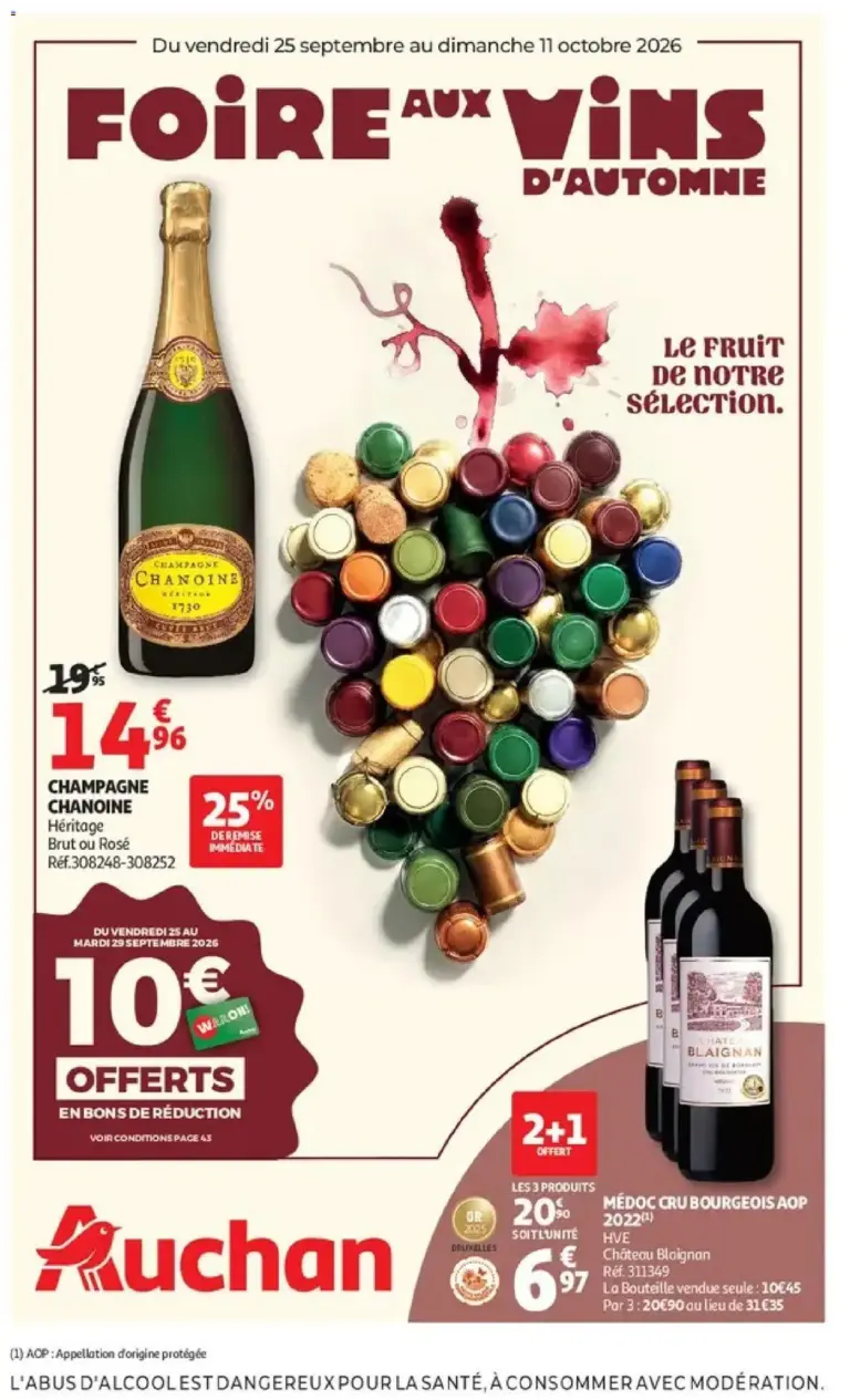 Auchan Offerts Foire aux vins à partir du 25/09/2026