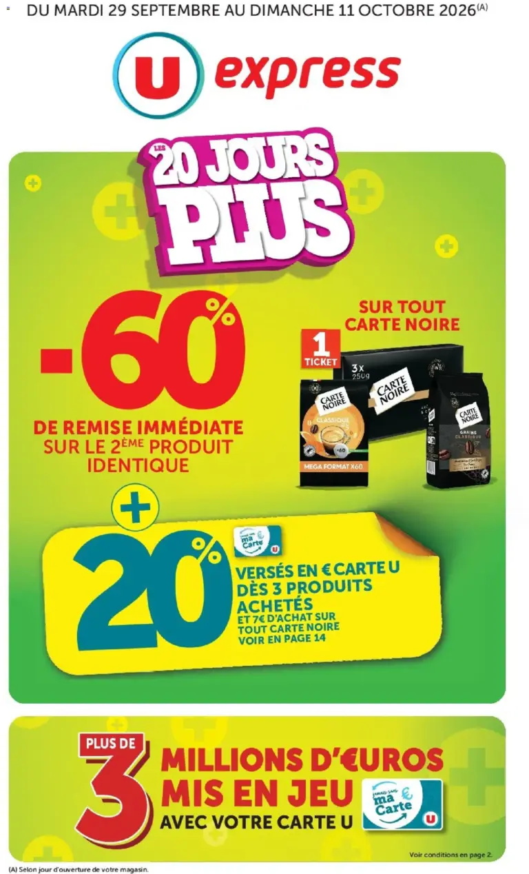 U Express Les prix bas de la semaine à partir du 29/09/2026