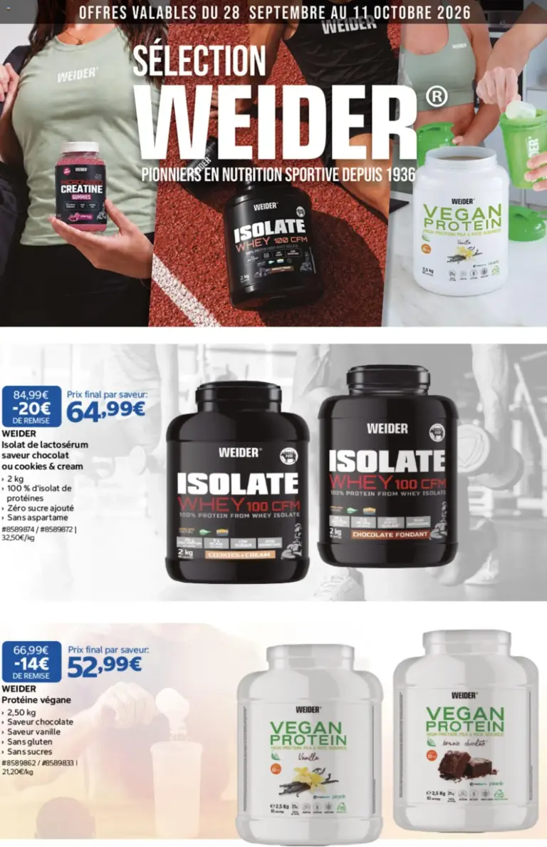 Costco Sélection de produits Weider septembre octobre 2026 à partir du 28/09/2026