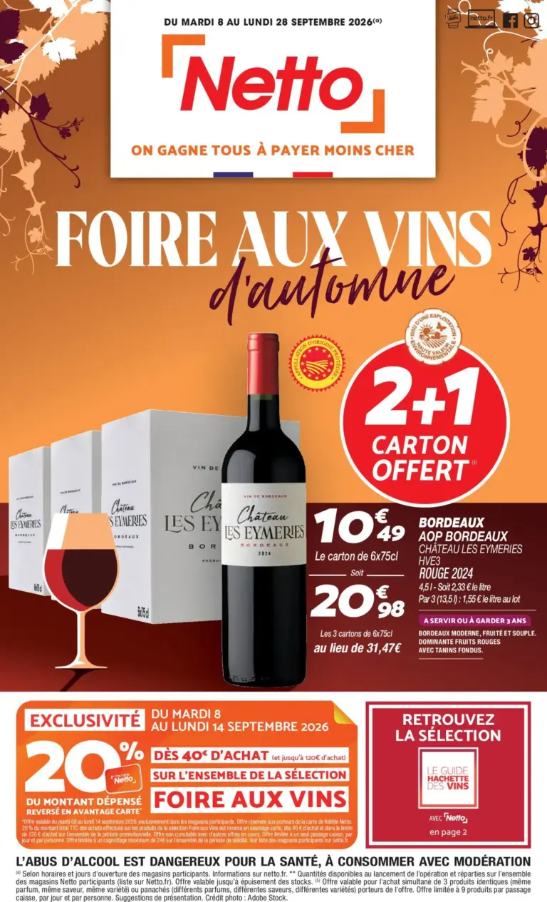 Netto foire aux vins à partir du 08/09/2026