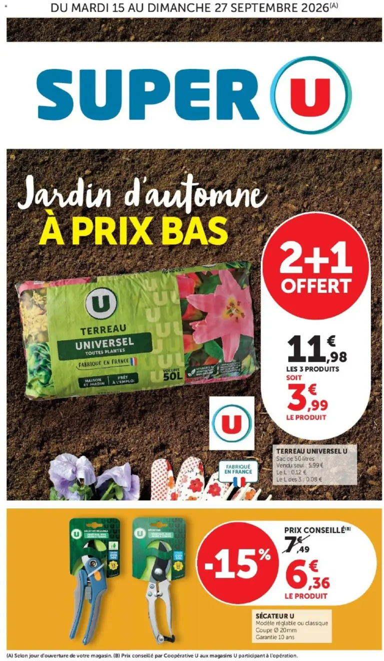 Super U Jardin d'automne à prix bas à partir du 15/09/2026