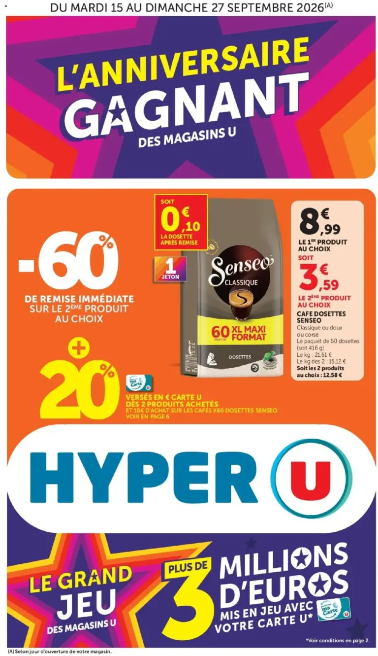 Hyper U Anniversaire gagnant des Magasins U à partir du 15/09/2026