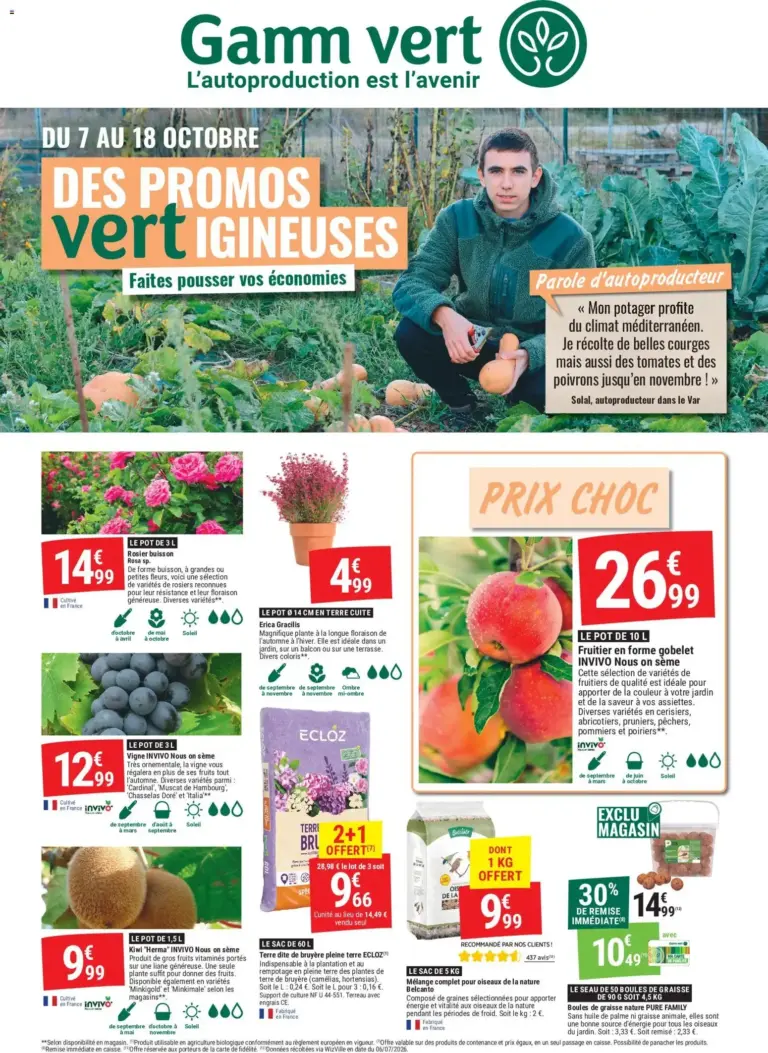 Gamm vert des promos vertigineuses du 07/10/2026 au 18/10/2026