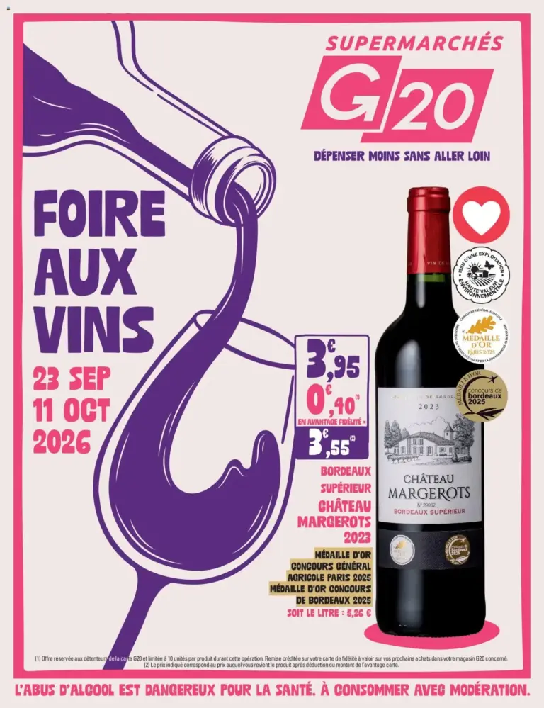 G20 Supermarchés catalogue du 22/09/2026 au 11/10/2026