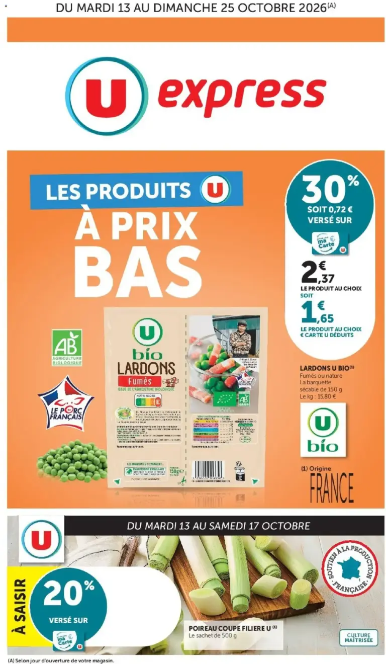 U Express Les prix bas la semaine du 13/10/2026 au 25/10/2026