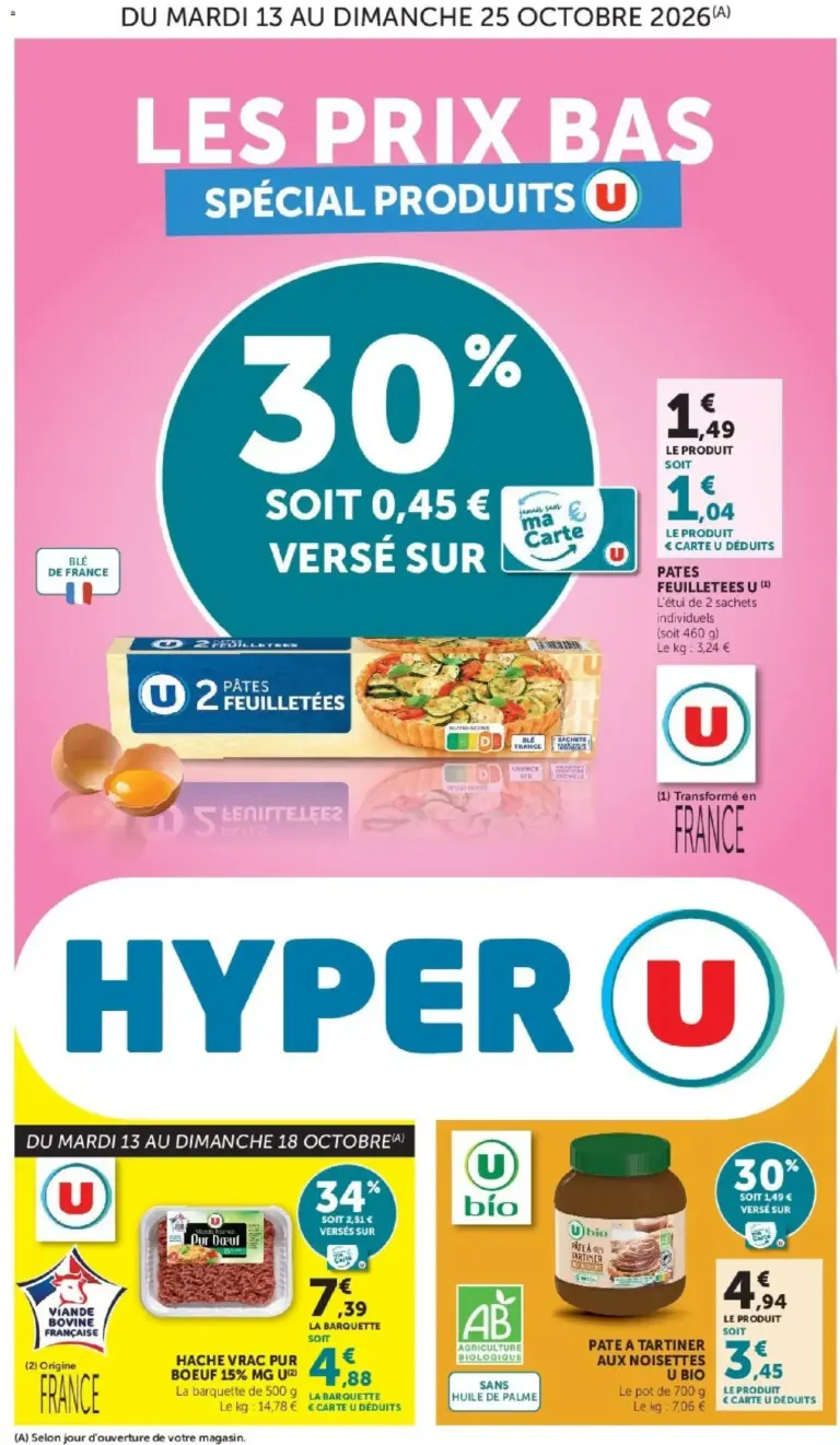 Hyper U Les prix bas la semaine du 13/10/2026 au 25/10/2026