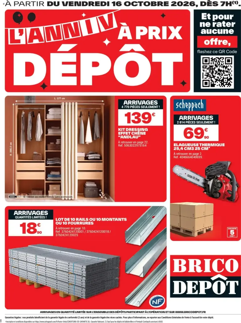 Brico Dépôt l'anniv prix dépôt du 16/10/2026 au 29/10/2026